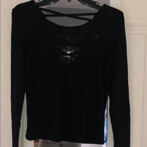 Black sheer crop shirt